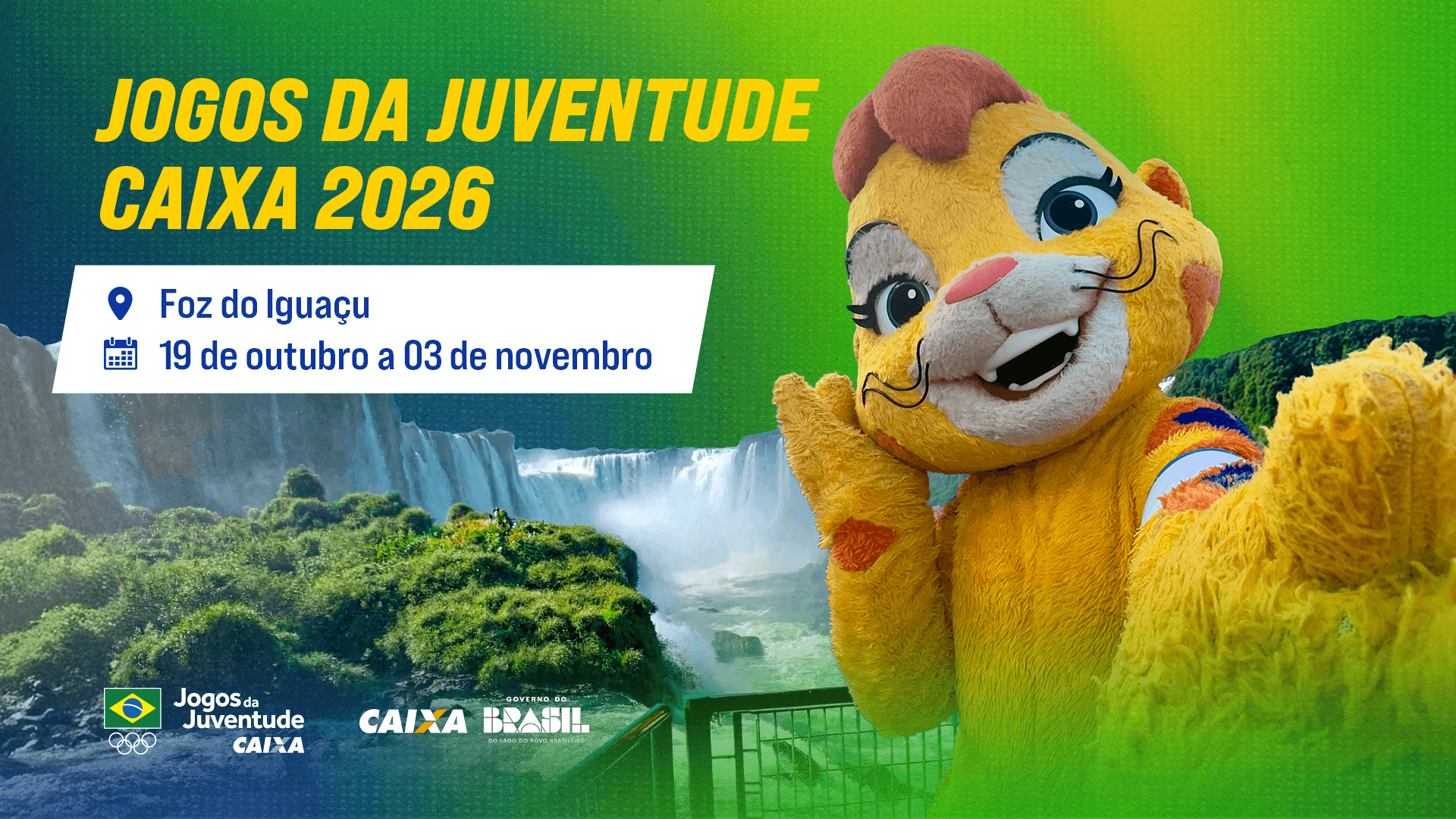 Jogos da Juventude CAIXA 2026 serão em outubro, em Foz do Iguaçu