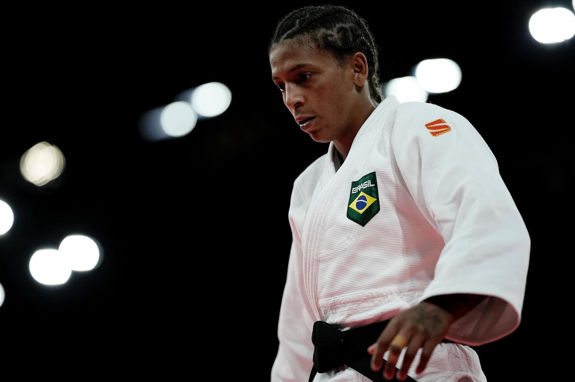 Rafaela Silva durante luta de judô. Foto: Alexandre Loureiro/COB