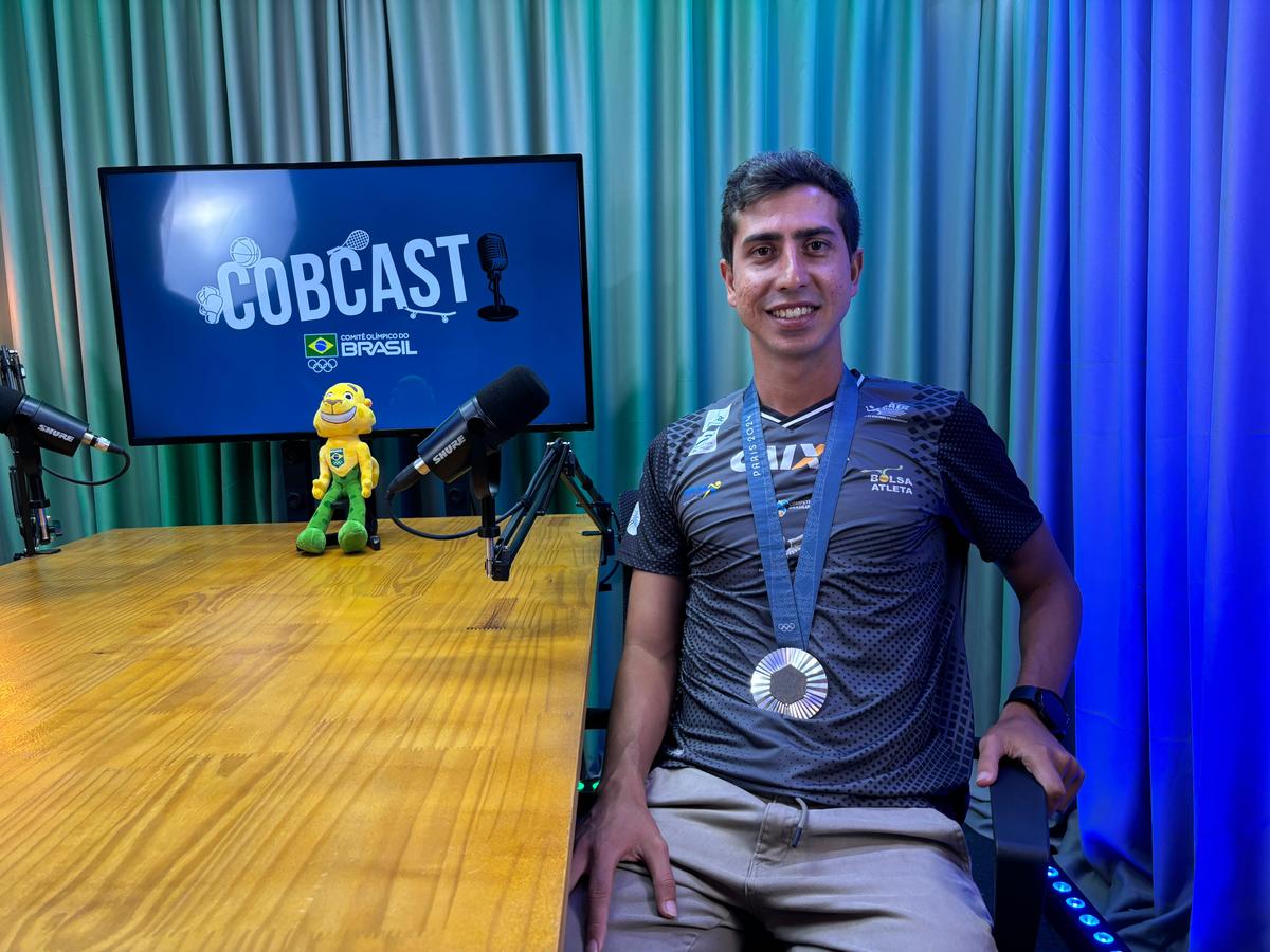 Caio Bonfim em participação no COBCast. Foto: Fabricio Crepaldi/COB